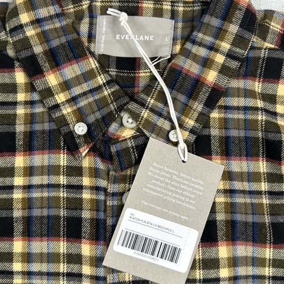 Everlane Men's Plaid Button Down Shirt - Brown and Yellow - Picture 6 of 12